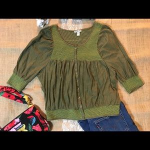 💕 Adorable Green Stripe Scoop Neck Top - EUC